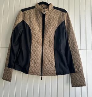 Anatomie Khaki Black Lightweight Quilted Jacket Size M | Full Zip